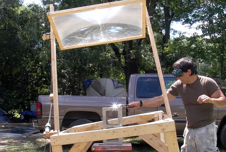 Make a fresnel lens solar furnace from scrap!